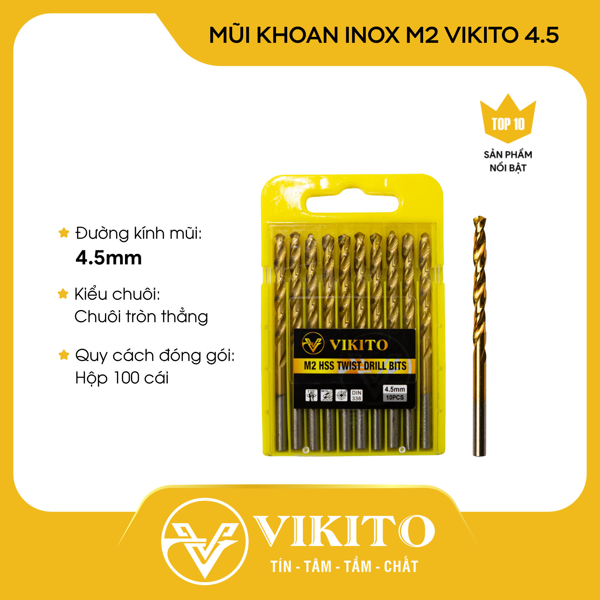 Mũi khoan inox M2 VIKITO 4.5